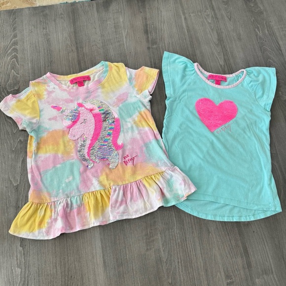 Betsey Johnson girls heart unicorn sequins Tshirt bundle set lot size 6/7 - Picture 2 of 10